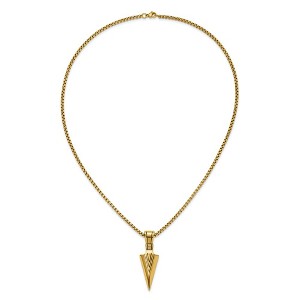 Chisel Stainless Steel Antiqued and Polished Arrowhead Pendant on a 22" Box Chain Necklace - 1 of 4