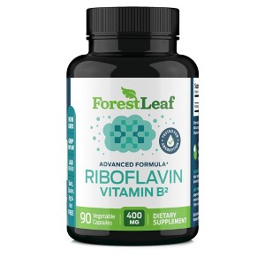 Forest Leaf Riboflavin Vitamin B2 Dietary Supplement, Easy to Swallow 400mg per Capsule, Quick Absorption - 120 Caps - 1 of 4