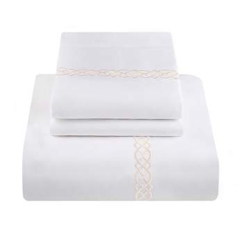 Luxury 1000 Thread Count Premium Cotton Infinity Scroll Embroidered 3 Piece Duvet Cover Set by Blue Nile Mills
