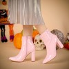 Allegra K Women's Halloween Pointed Toe Zip Chunky Heels Ankle Boots - 2 of 4