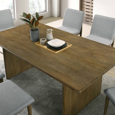 Natural Wood and Gray Upholstered 7-Piece Dining Set