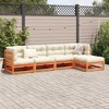 vidaXL Patio Sofa Set - Outdoor 5 Piece Pine Wood Seating with Cushions, Wax Brown - 3 of 4
