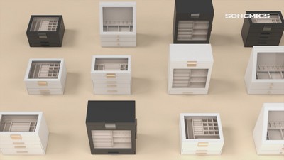 Large White Faux Leather 4-Tier Jewelry Organizer Box