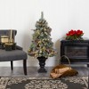 Nearly Natural 4-ft Frosted Pine, Pinecone and Berries Artificial Christmas Tree with 100 Clear LED Lights in Decorative Urn - 4 of 4