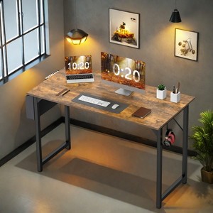 Sevobal Desks Game Computer Desk, Home Office Desk, Desk For Studying, Writing, Working , Gaming, Modern Simple, Brown, 63"*26"*29.8" - 1 of 4