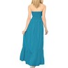 LA LEELA Women's House Daily Routine Evening Wear Solid Smocked Tube Top Maxi Evening Frill Dress Casual Dresses for Women - 3 of 3