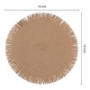 REGALWOVEN Rustic Tassel Rattan Round Wipe Clean Placemats 15 x 15 Inch 6 Pcs - 3 of 4