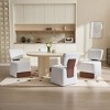 Set of 4 Upholstered Armless Dining Chairs with Casters, Linen Accent Chairs with Wheels, Modern Rolling Chairs for Dining Room - Cuddlewood - 2 of 4