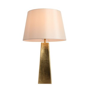 LNC Flabellum 25.5-in Modern Bedside/Standard Table Lamps, Antique Goldleaf with Fabric Shade - 1 of 4