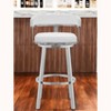 HomeRoots 30" White and Silver Faux Leather Stainless Steel Low Back Bar Height Swivel Bar Chair - 2 of 4