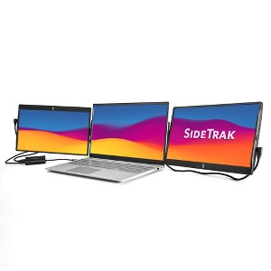 SideTrak Swivel Triple 14" Patented Attachable Portable Monitor - FHD TFT Laptop Triple Screen with Kickstand,  USB or Mini HDMI Powered (With Hub) - 1 of 4