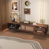 Chic Crate-Mid-Century TV Stand – 80In Media Console w/ Sliding Doors & Drawers | Solid Wood & Walnut | Multi-Room Storage - 4 of 4