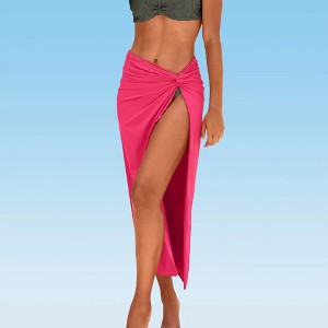 Women's Convertible Cover up Beach Dress - LASCANA - Pink Solid 10 - 1 of 4
