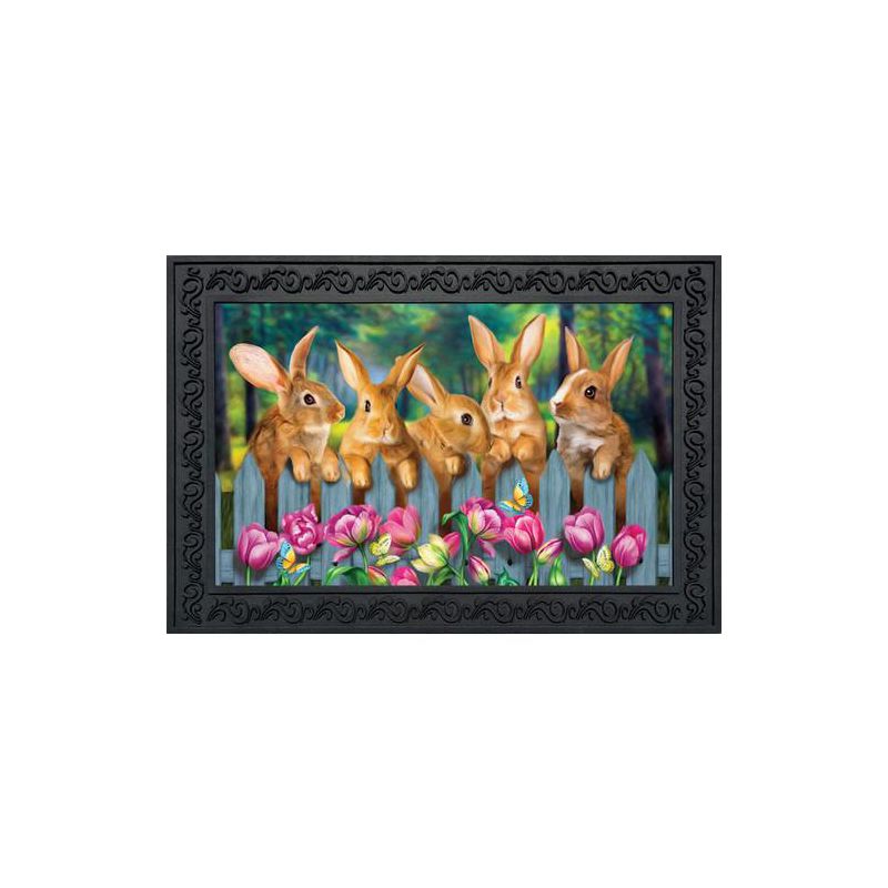 Briarwood Lane Garden Bunnies Spring Doormat Tulips Easter Rabbits Indoor Outdoor 30" x 18", 2 of 5