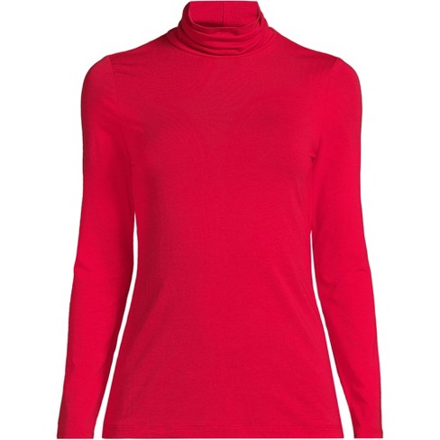 Lands End Women s Lightweight Jersey Skimming Long Sleeve Turtleneck Small Heritage Red Target