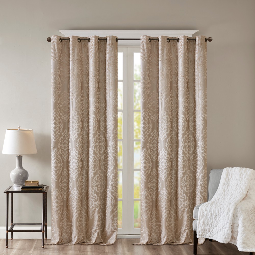 Photos - Curtains & Drapes 108"x50" Azalea Knitted Jacquard Total Blackout Panel Champagne