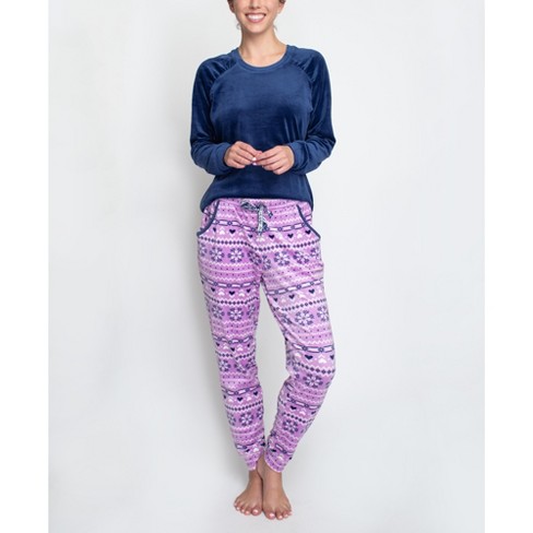 Muk Luks Womens Cheery Chalet Jogger Set, Purple, Medium : Target