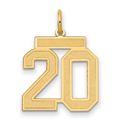 Black Bow Jewelry 14k Yellow Gold, Jersey Collection, Medium Number 20 Pendant
