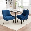 SEYNAR Modern Glam Velvet Black Metal Legs Dining Chair or Vanity Chair Set of 2 with Rear Handle - 2 of 4