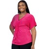 Plus V Neck Knot Front Kimono Sleeve Top - 24seven Comfort Apparel™ - 2 of 4
