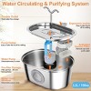 TopComfy Automated Pet Fountain 3.2L Cowhorn Shaped Pet Water Dispenser Anti Spill Free Automatic Waterer for Pets, Silver, 10.24"*7.87"*4.72" - 3 of 4