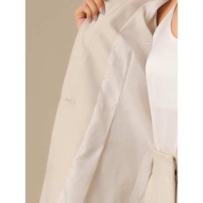 INSPIRE CHIC Women's Single Button Long Sleeve Solid Color Blazer Large Apricot — фото 5