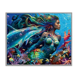 Stupell Industries Mermaid Underwater Sea Life Black Framed Giclee Art - 1 of 4