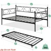 Bedroom Sofa Bed w/ Trundle, Twin Size Metal Daybed w/ Floral Headboard, Heavy Duty Metal Slats Support Multifunctional Bed - 2 of 4