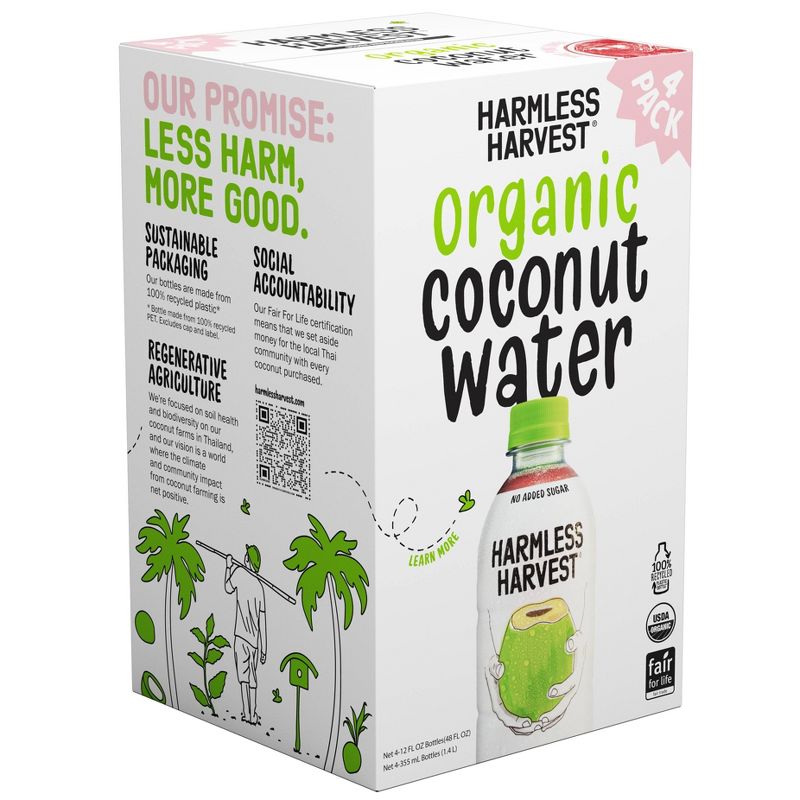 Harmless Harvest Organic Coconut Water - 4ct/12 fl oz, 3 of 7