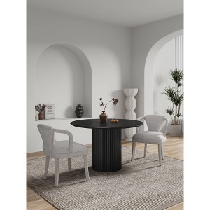 Manhattan Comfort Set of 2 Palmer Modern Tweed Upholstered Dining Armchairs Silver Lining - 1 of 4