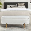 Sapphtopaz Pleated Fabric Ottoman with Storage, Oval Storage Ottoman Bench with Rubber Wood Leg, Multi-Use Footstool Bench, Ottoman Foot Rest - 2 of 4