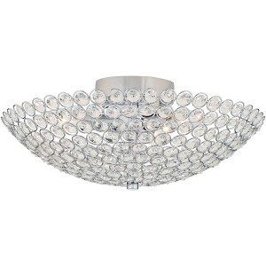 Possini Euro Design Geneva Modern Ceiling Light Semi Flush Mount Fixture 12" Wide Chrome 3-Light Crystal Glass Beads for Bedroom Kitchen Living Room - 1 of 4