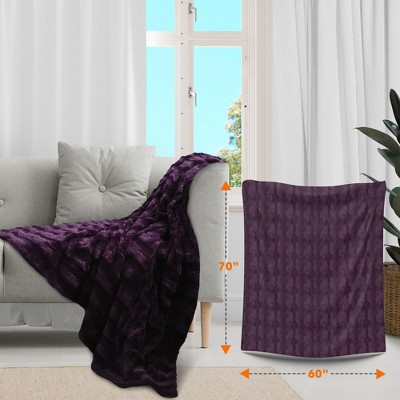 Luxurious Purple Faux Fur Reversible Throw Blanket