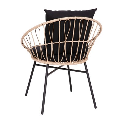 Devon Set of 2 Black and Tan Rattan Rope Patio Chairs