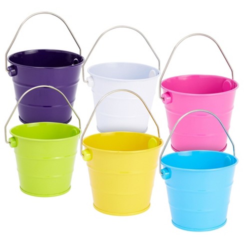 Juvale 6-pack Mini Metal Buckets With Handles, Colorful Small Pails For  Party Favors For Kids (6 Vibrant Colors, 3.3x2.8 In) : Target