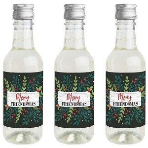 Big Dot of Happiness Rustic Merry Friendsmas - Mini Wine and Champagne Bottle Label Stickers - Friends Christmas Party Favor Gift - Set of 16 - 1 of 4