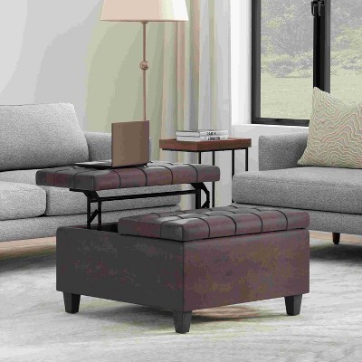 CAVINAS Square Storage Ottoman Bench,Storage Ottoman with Lift Lids and Stitched Tuft Design for Living Room,Bedroom