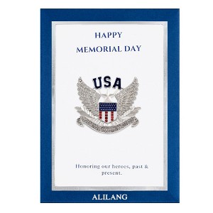 Anna-Kaci USA American Flag Shield with Bird Wings Silver Tone Brooch with Patriotic Gift Message Card & Envelope Jewelry Gifts - 1 of 4