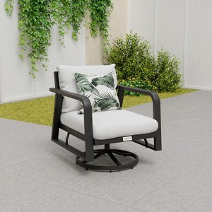 SUGOLD 1 Piece Outdoor Dining Set, Patio Furniture Set with Stackable Chairs Set, All-Weather Frame, for Deck, Graden, Dark Gray Finish/Gray Cushion - 1 of 4