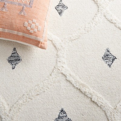 Ivory and Black Hand-Tufted Wool Runner Rug 2'3" x 8'