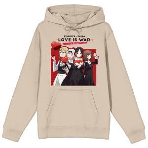 Kaguya-Sama Love Is War Ultra Romantic Group Shot Long Sleeve Natural Adult Hooded Sweatshirt - 1 of 3