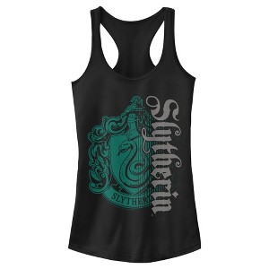 Juniors Womens Harry Potter Slytherin Dark Badge Logo Racerback Tank Top - 1 of 4