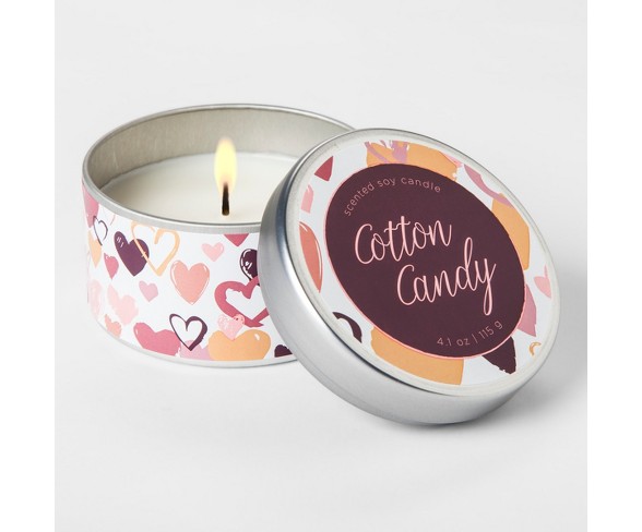 Valentine's Day Tin Candle Cotton Candy 4.1oz