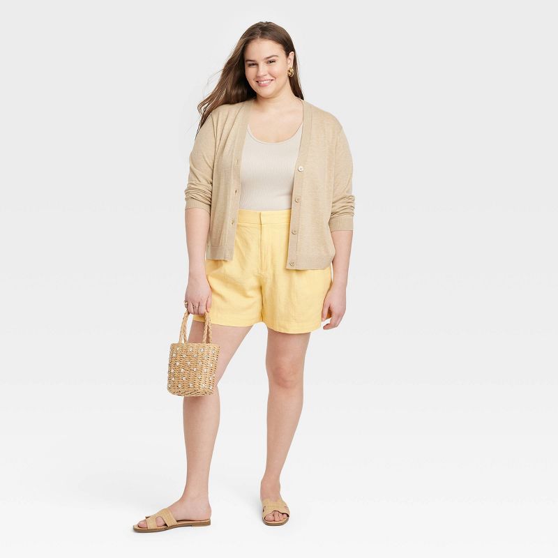 Women's High-Rise Linen Pleated Front Shorts - A New Day™, 4 of 9