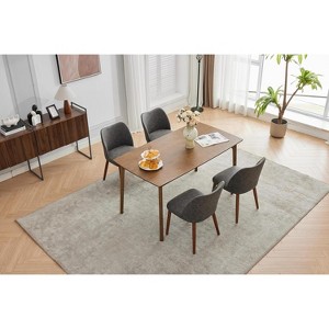 Leather Dining Chairs Set Upholstered PU Dining Chair with Wood Legs, Wing Backrest, Wooden Kitchen Chairs with Thick Cushions - 1 of 4