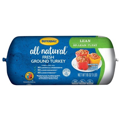 Butterball All Natural Fresh 93/7 Ground Turkey Roll - 1lb