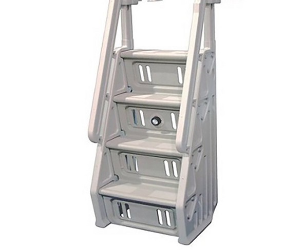 Vinyl Works In Deluxe 24 Inch Adjustable In Step Above Ground Pool Ladder, White