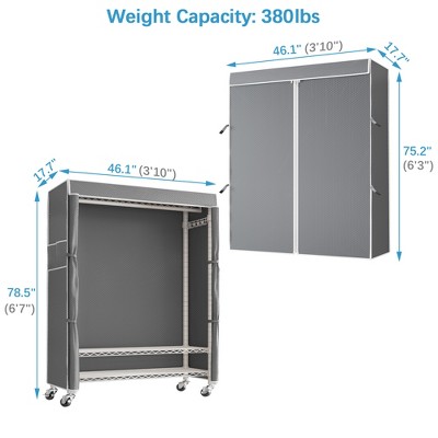 R1C Plus White Wire Garment Rack with Black Cover