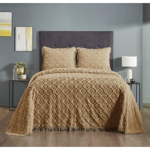 Charleston 100% Cotton Soft & Plush Chenille Tufted Diamond Pattern Unique Luxurious Bedspread & Sham Set, All-Season, Machine Washable Coverlet Set - 1 of 4
