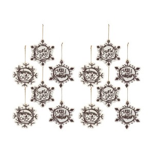 Christmas Holiday Snowflake Ornament Set White and Brown – 12 Count by Melrose - 1 of 4